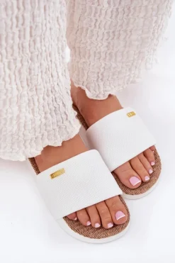 Big Star Shoes Klapki Damskie Big Star|Klapki Na Platformie*Klapki Damskie Big Star RR274A103 Białe Biały