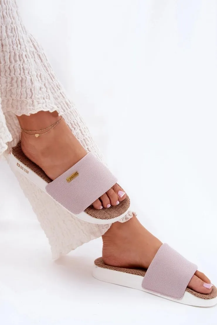 Damskie Big Star Shoes Klapki Damskie Big Star RR274A105 Jasnoróżowe