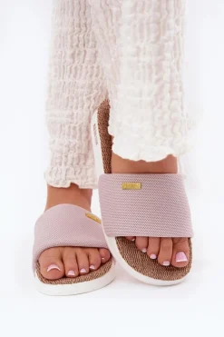 Damskie Big Star Shoes Klapki Damskie Big Star RR274A105 Jasnoróżowe