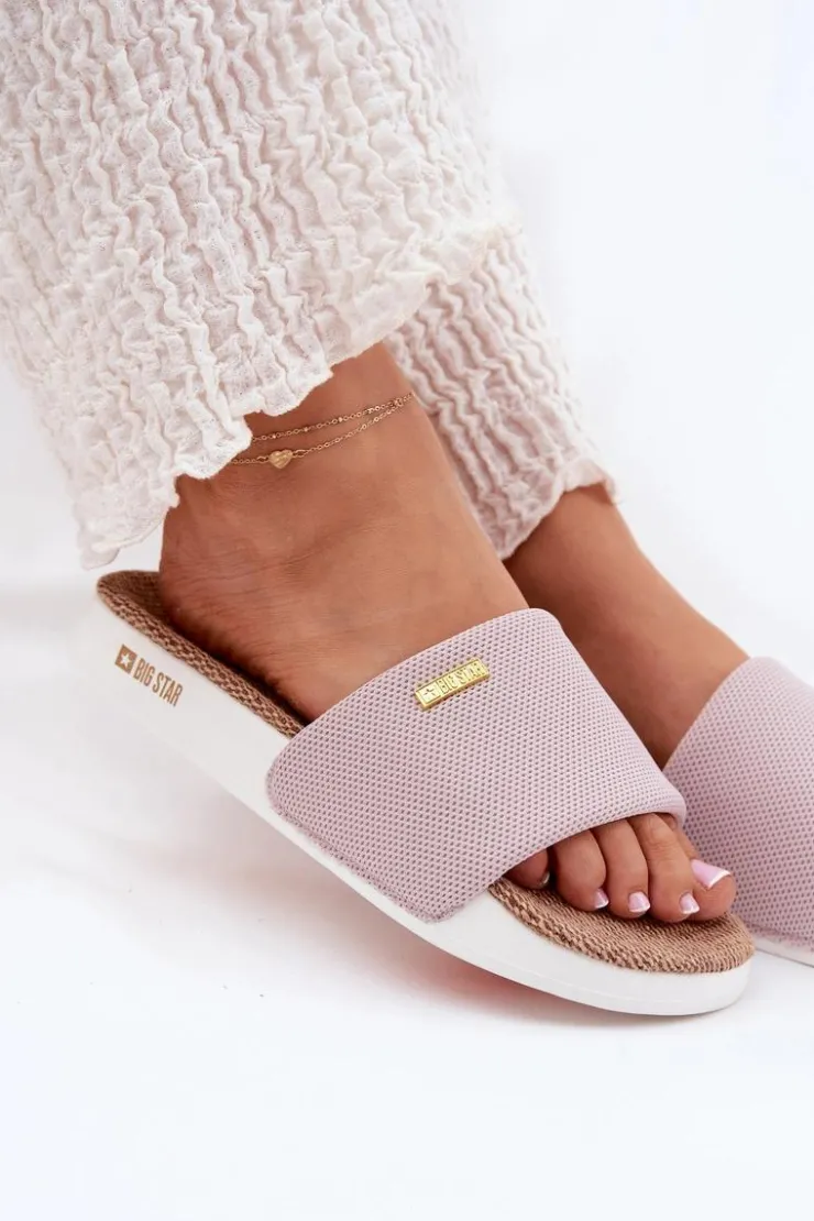Damskie Big Star Shoes Klapki Damskie Big Star RR274A105 Jasnoróżowe