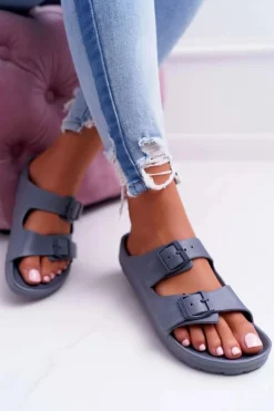 Big Star Shoes Klapki Sportowe|Klapki Damskie Big Star*Klapki Damskie Big Star Szare AA274A155