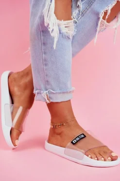 Hot Big Star Shoes Klapki Damskie Big Star Transparentne Białe DD274A258