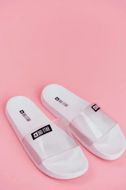Hot Big Star Shoes Klapki Damskie Big Star Transparentne Białe DD274A258