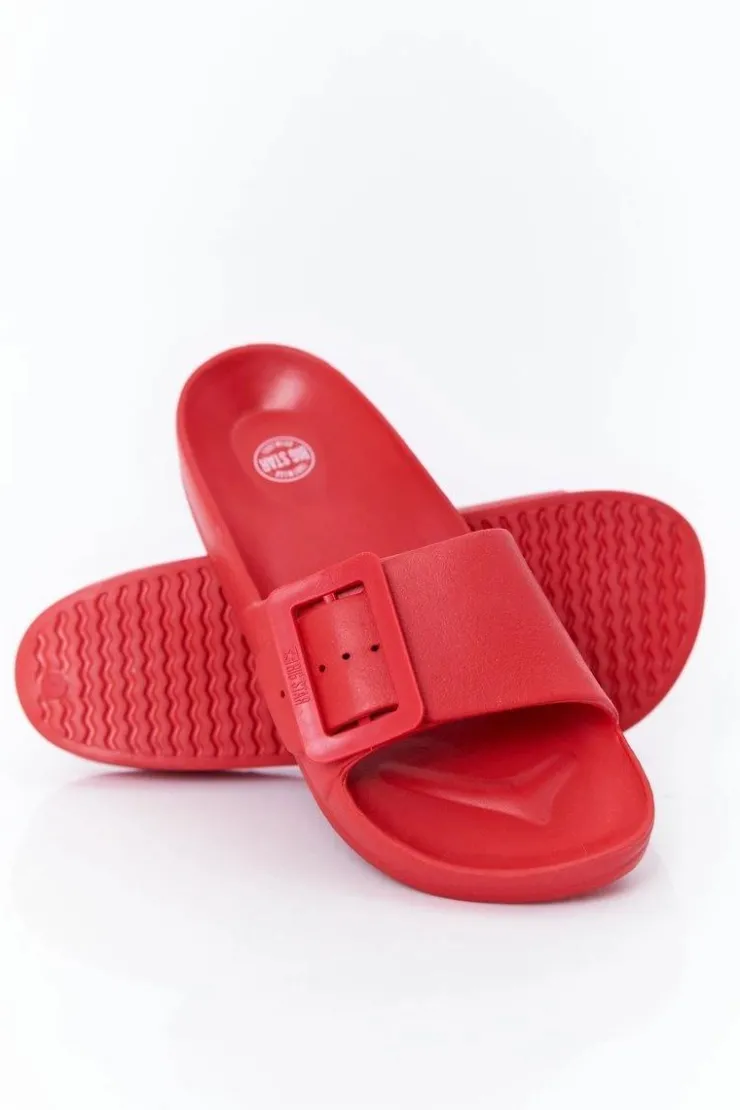 Damskie Big Star Shoes Klapki Damskie Big Star z Klamrą FF274A385 Czerwone