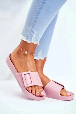 Hot Big Star Shoes Klapki Damskie Big Star z Klamrą Różowe FF274A387 Różowy