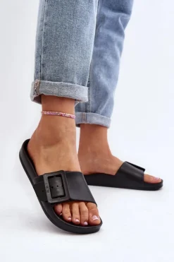 Damskie Big Star Shoes Klapki Damskie Big Star z Klamrą Czarne FF274A389