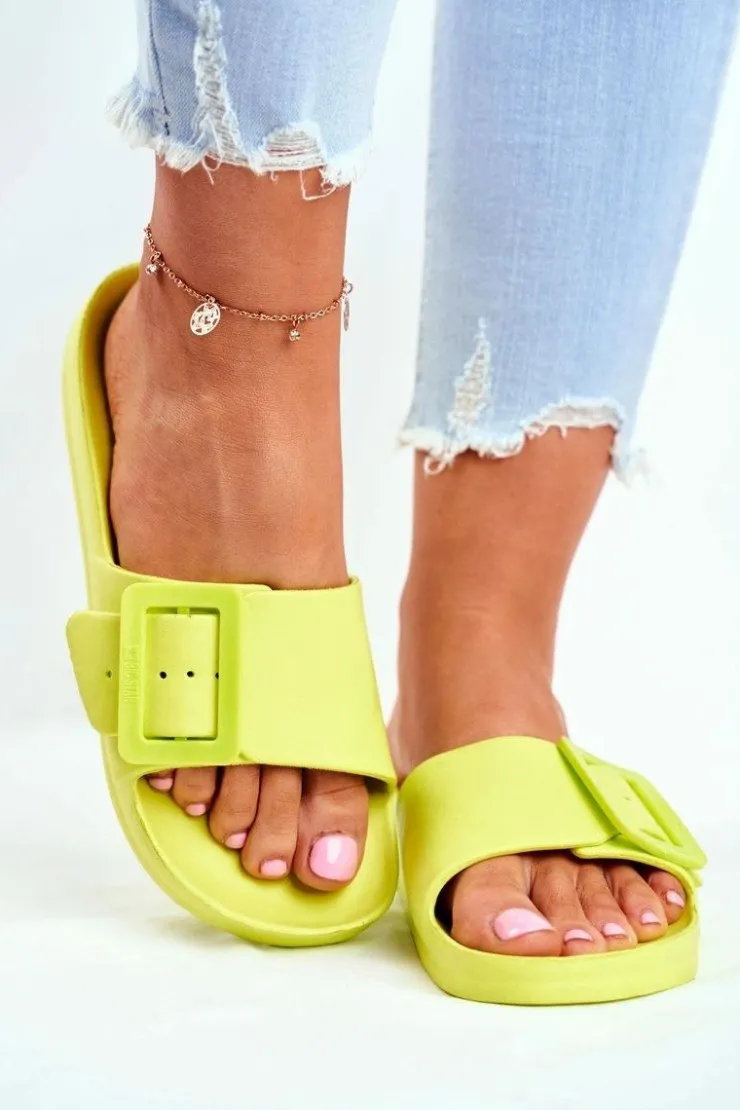 Damskie Big Star Shoes Klapki Damskie Big Star z Klamrą Zielone FF274A390