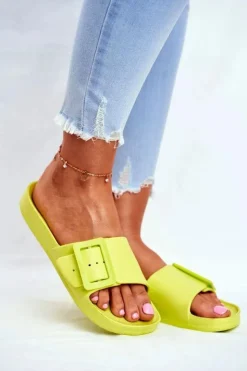 Damskie Big Star Shoes Klapki Damskie Big Star z Klamrą Zielone FF274A390