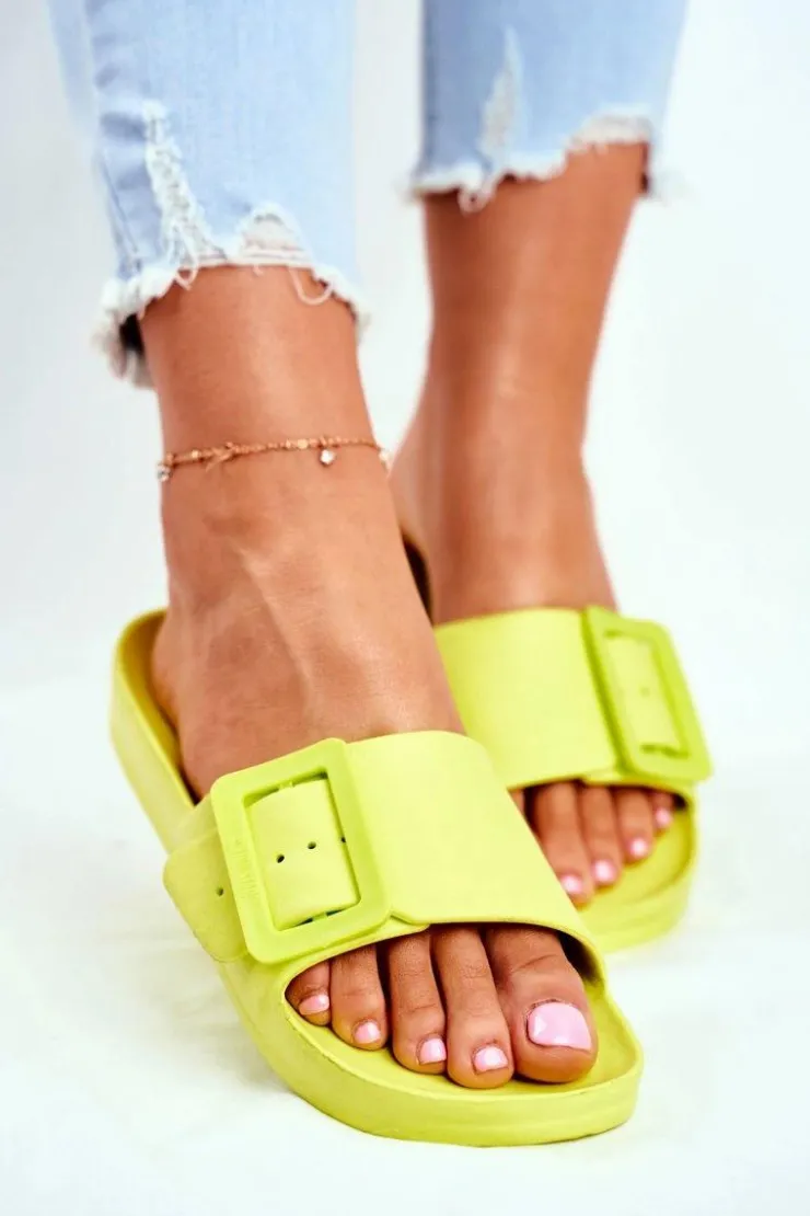 Damskie Big Star Shoes Klapki Damskie Big Star z Klamrą Zielone FF274A390