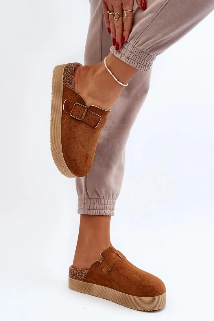 Damskie Boto Klapki Damskie Chodaki Na Platformie Camel Jorffia