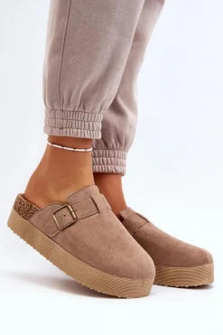 Boto Klapki Korkowe|Klapki Na Platformie*Klapki Damskie Chodaki Na Platformie Beżowe Jorffia