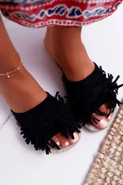 Boto Klapki Damskie Klasyczne*Klapki Damskie Czarne Boho Vices 8458