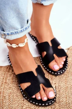 Boto Klapki Damskie Klasyczne*Klapki Damskie Dżety Czarne Montiago