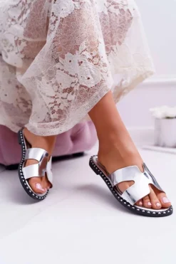 Damskie Boto Klapki Damskie Dżety Srebrne Montiago