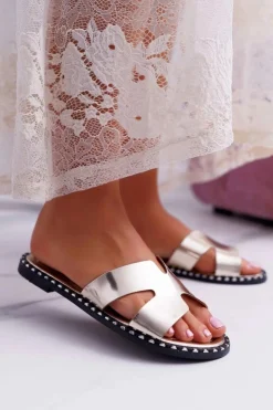 New Boto Klapki Damskie Dżety Złote Montiago