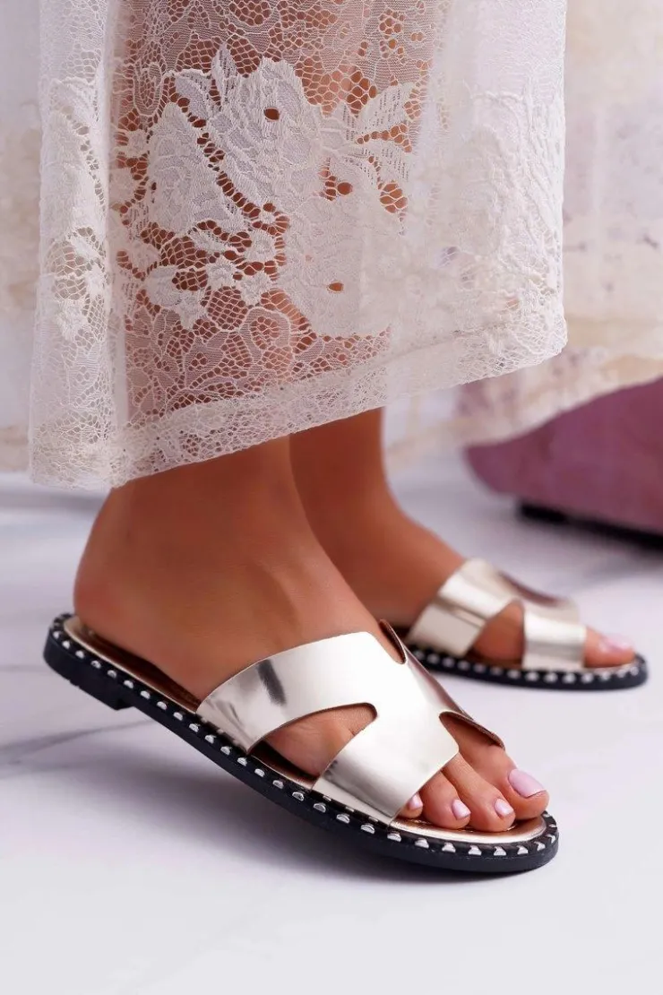 New Boto Klapki Damskie Dżety Złote Montiago