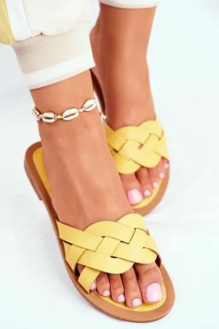 Damskie Boto Klapki Damskie Eleganckie Żółte Mariah