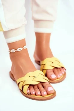 Damskie Boto Klapki Damskie Eleganckie Żółte Mariah