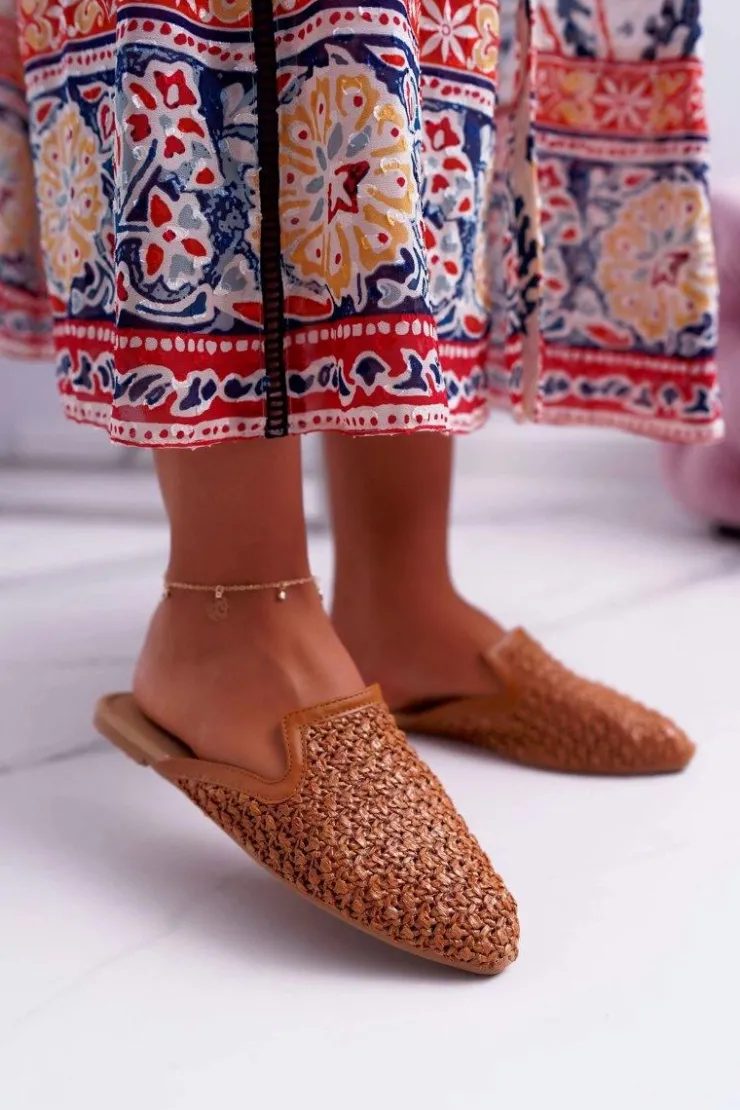 Best Boto Klapki Damskie Eleganckie Brązowe Vices 3301