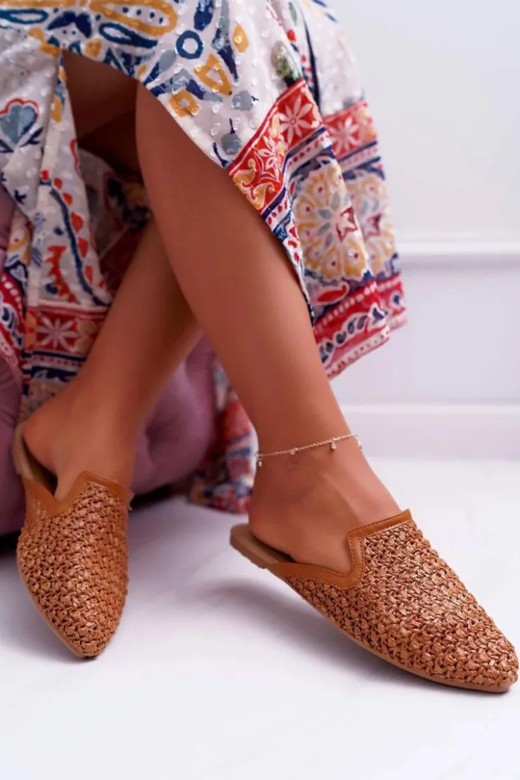 Best Boto Klapki Damskie Eleganckie Brązowe Vices 3301