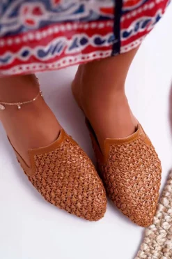 Best Boto Klapki Damskie Eleganckie Brązowe Vices 3301