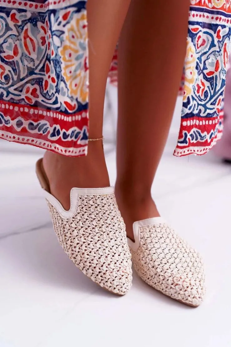 Damskie Boto Klapki Damskie Eleganckie Beżowe Vices 3301