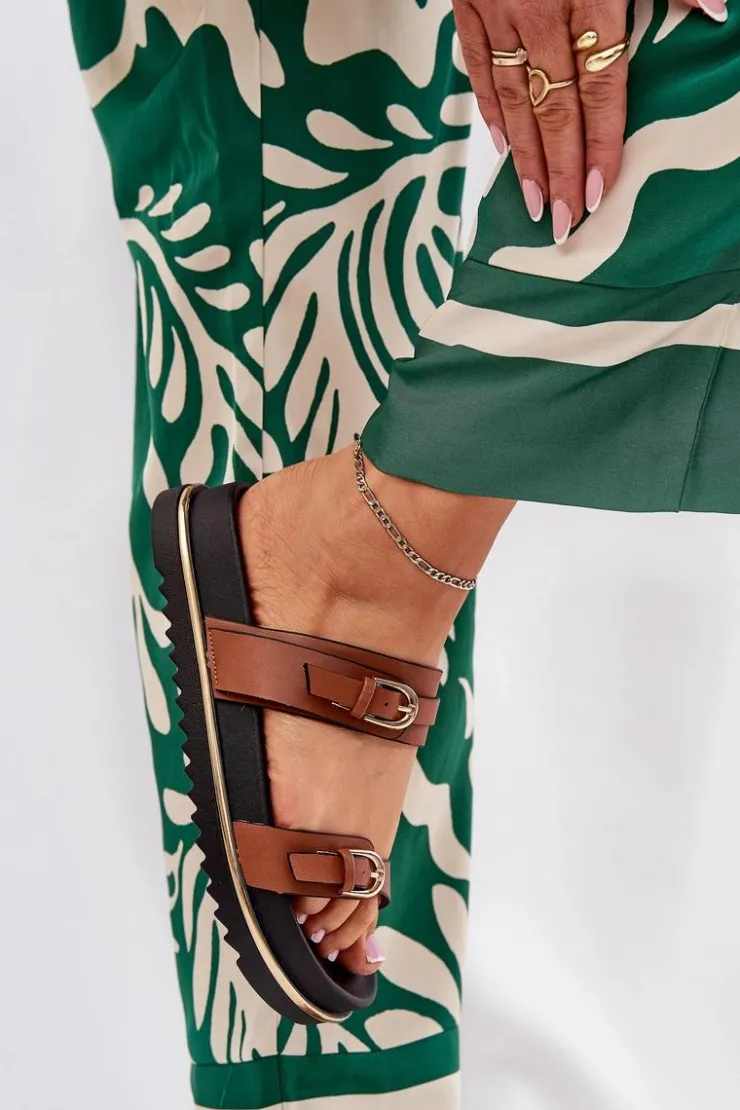 Boto Klapki Na Platformie|Klapki Damskie Klasyczne*Klapki Damskie Gładkie Na Platformie Z Paskami I Klamrami Camel Ziferte