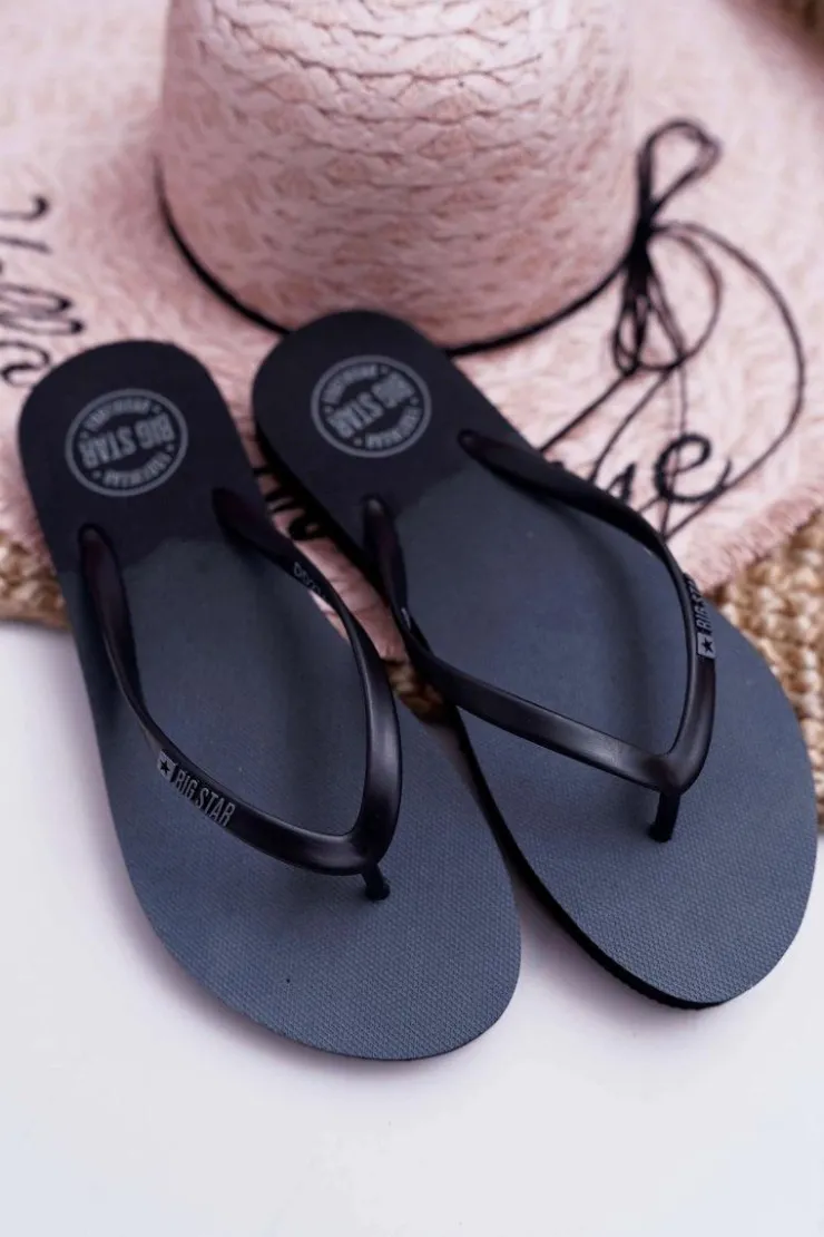 Big Star Shoes Klapki Damskie Japonki Big Star Czarne DD274A242