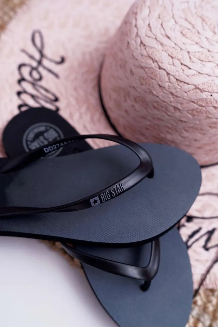 Big Star Shoes Klapki Damskie Japonki Big Star Czarne DD274A242