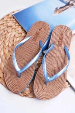 Damskie Big Star Shoes Klapki Damskie Japonki Big Star Niebieskie AA274A122