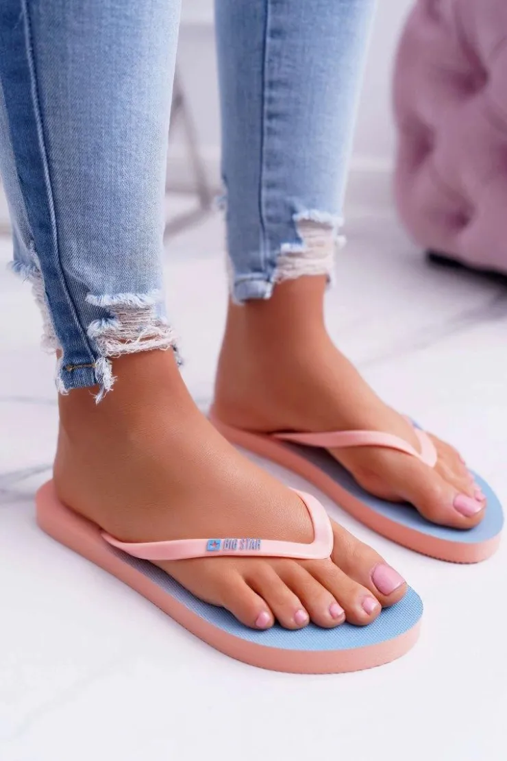 Damskie Big Star Shoes Klapki Damskie Japonki Big Star Łososiowe DD274A241