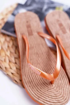 Hot Big Star Shoes Klapki Damskie Japonki Big Star Pomarańczowe AA274A120