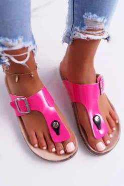 Best Boto Klapki Damskie Japonki Na Korku Lakierowane Fuksja Palette