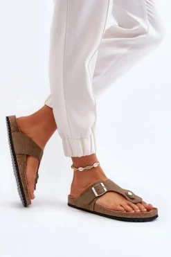 Boto Klapki Korkowe|Klapki Damskie Japonki*Klapki Damskie Japonki Na Korku Ciemnozielone Elina