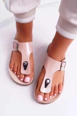 Boto Klapki Damskie Japonki|Klapki Korkowe*Klapki Damskie Japonki Na Korku Lakierowane Różowe Palette