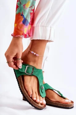 Boto Klapki Korkowe|Klapki Damskie Japonki*Klapki Damskie Japonki Na Korku Zielone Elina