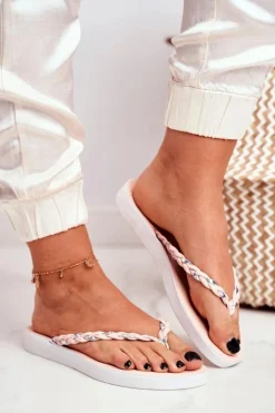 Damskie Boto Klapki Damskie Japonki Pleciony Pasek Różowe Peggie