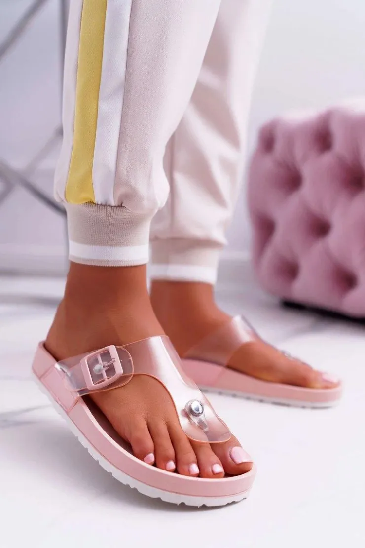 Damskie Boto Klapki Damskie Japonki Transparentny Pasek Różowe Framona