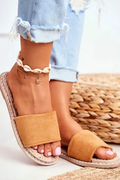 Boto Klapki Damskie Klasyczne*Klapki Damskie Klasyczne Zamszowe Camel Look At Me