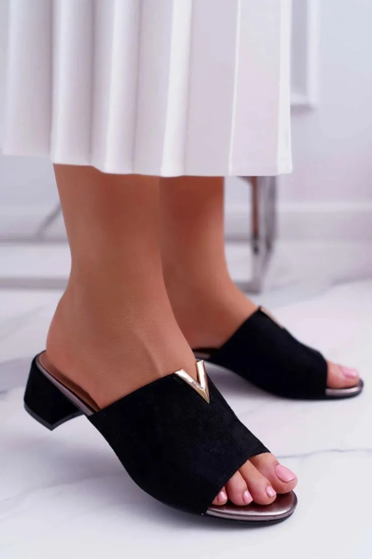 Buty damskie Vinceza Klapki Damskie Klasyczne Eleganckie Na Klocku Czarne Demea