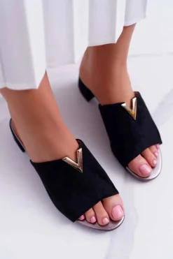 Buty damskie Vinceza Klapki Damskie Klasyczne Eleganckie Na Klocku Czarne Demea