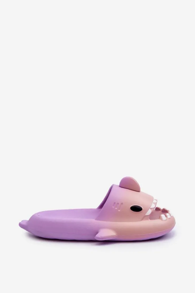 New Boto Klapki Damskie Lekkie Piankowe Z Motywem Rekina Fioletowo-Różowe Kasila