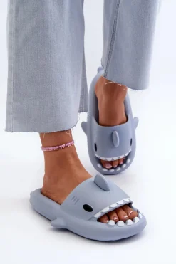 Damskie Boto Klapki Damskie Lekkie Piankowe Z Motywem Rekina Niebieskie Kasila