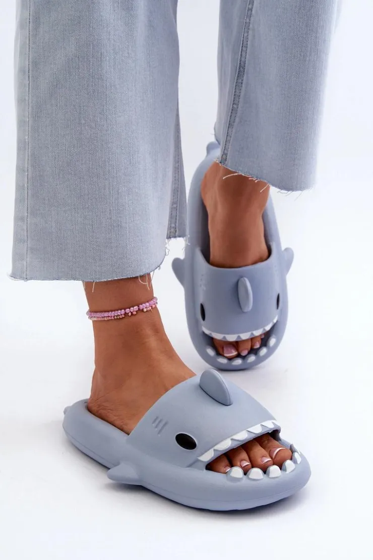 Damskie Boto Klapki Damskie Lekkie Piankowe Z Motywem Rekina Niebieskie Kasila