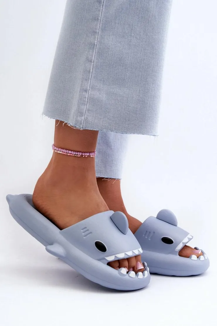 Damskie Boto Klapki Damskie Lekkie Piankowe Z Motywem Rekina Niebieskie Kasila