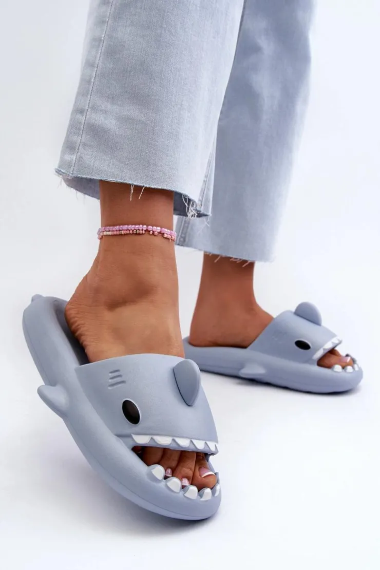 Damskie Boto Klapki Damskie Lekkie Piankowe Z Motywem Rekina Niebieskie Kasila