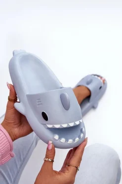 Damskie Boto Klapki Damskie Lekkie Piankowe Z Motywem Rekina Niebieskie Kasila