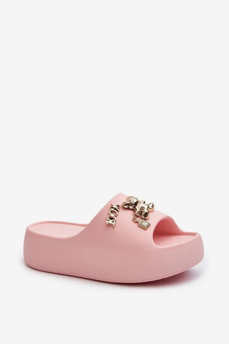 Damskie Boto Klapki Damskie Lekkie Piankowe Z Ozdobami Różowe Orchia