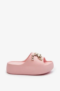 Damskie Boto Klapki Damskie Lekkie Piankowe Z Ozdobami Różowe Orchia