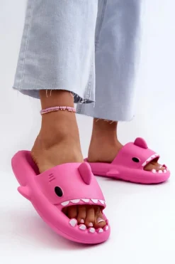 Boto Klapki Basenowe|Klapki Damskie Klasyczne*Klapki Damskie Lekkie Piankowe Z Motywem Rekina Fuksja Kasila